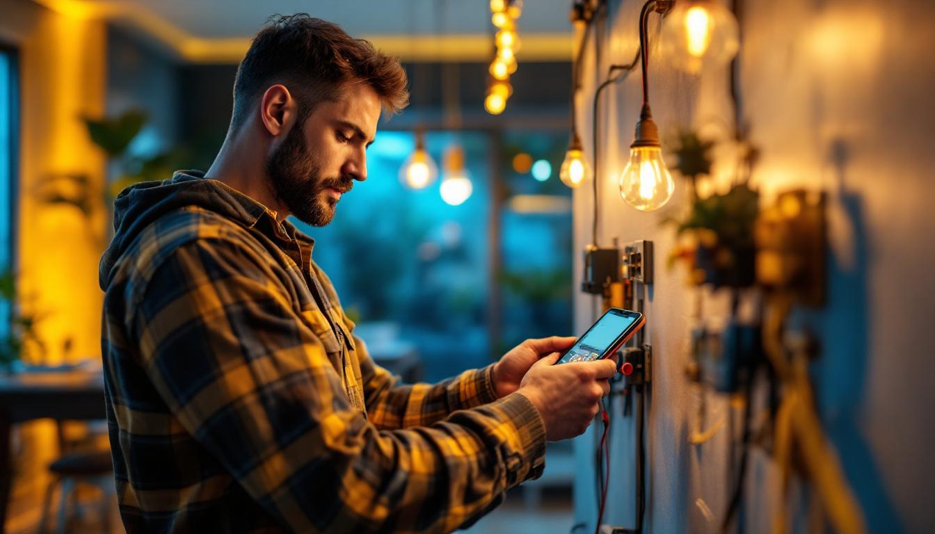 A photograph of a skilled electrician in action
