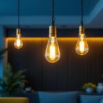 A photograph of a beautifully designed hanging chain light fixture in a stylish interior setting