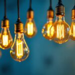 A photograph of a beautifully styled setting featuring a variety of vintage-looking light bulbs