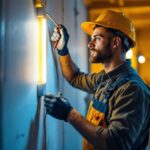 A photograph of a skilled electrician at work