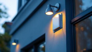 A photograph of a well-installed exterior surface mount junction box on a building facade