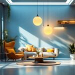 A photograph of a beautifully lit interior space showcasing innovative lighting designs