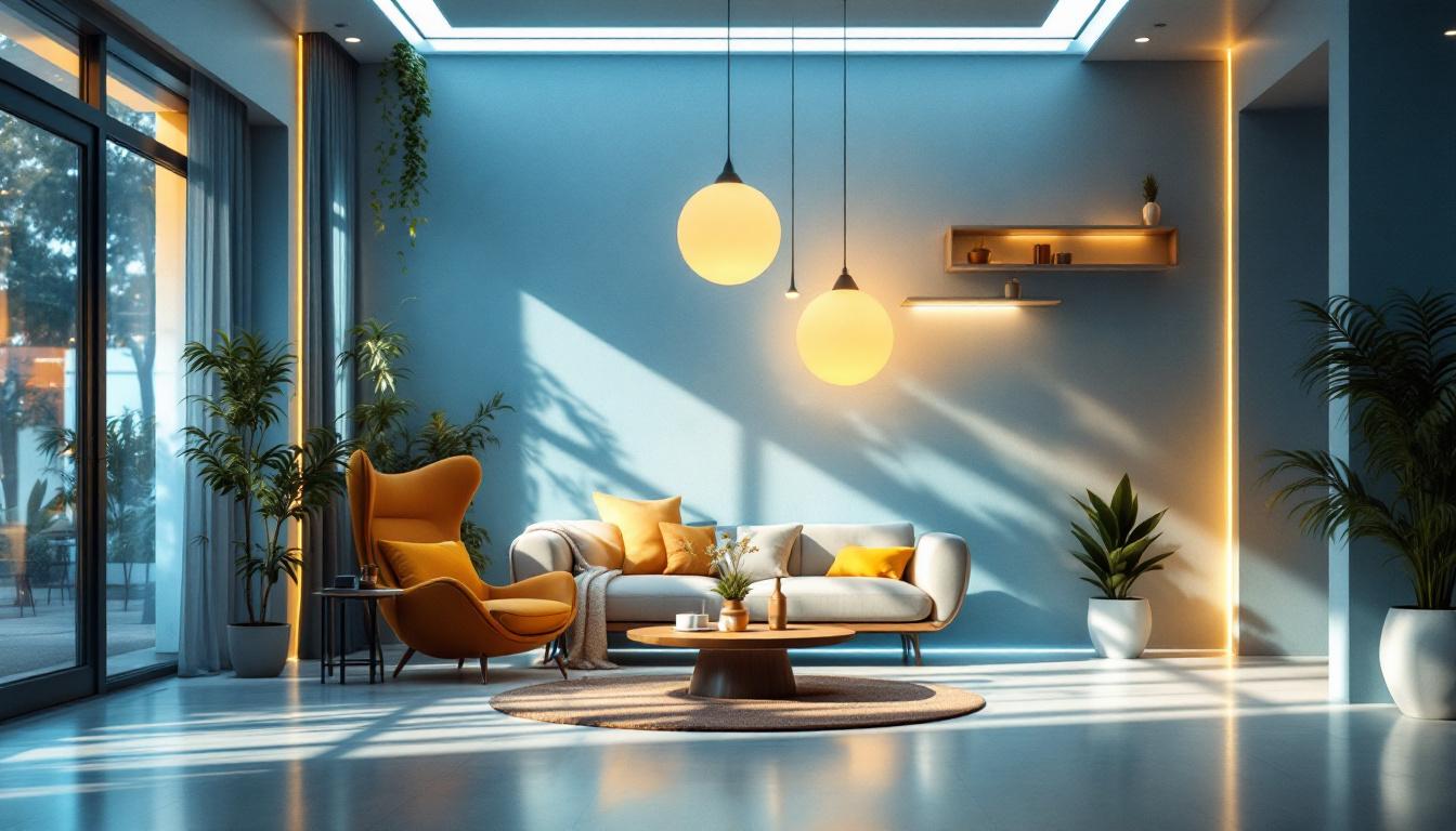 A photograph of a beautifully lit interior space showcasing innovative lighting designs