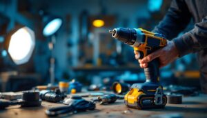 A photograph of a power tool in action