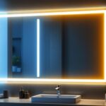 A photograph of a beautifully illuminated bathroom mirror featuring sleek led lights