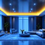 A photograph of a beautifully designed interior space showcasing flush recessed lighting