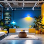 A photograph of a well-lit space showcasing various types of universal lighting installations