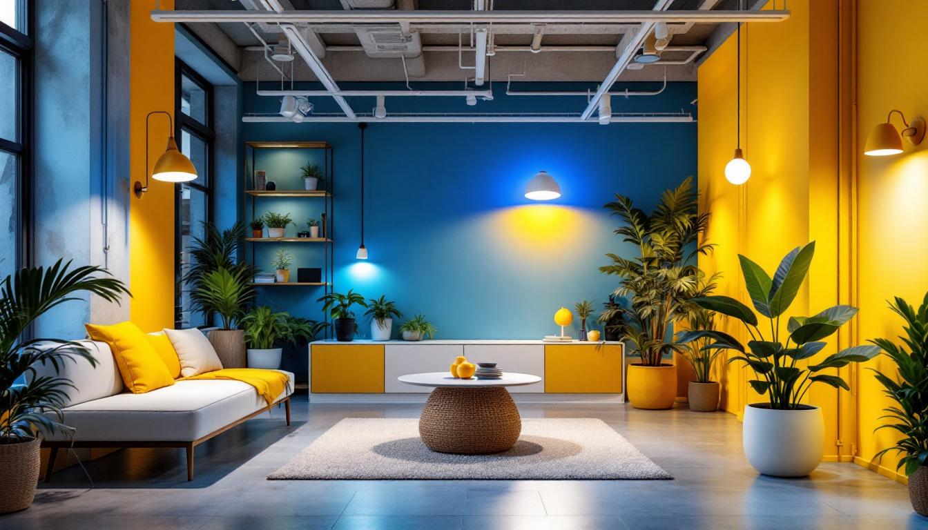A photograph of a well-lit space showcasing various types of universal lighting installations