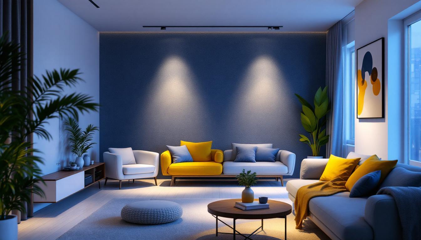 A photograph of a well-lit modern living space showcasing sleek