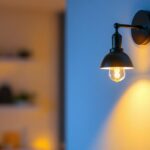 A photograph of a beautifully designed uplight sconce illuminating a stylish interior space