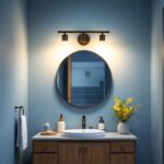 A photograph of a beautifully designed bathroom or hallway featuring a stylish vanity light installed at the appropriate height for an 8-foot ceiling