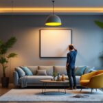 A photograph of a well-designed small lighting fixture in a stylish interior setting