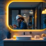 A photograph of a well-designed vanity fixture in a stylish bathroom setting