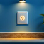 A photograph of a modern duplex power outlet elegantly integrated into a stylish interior setting
