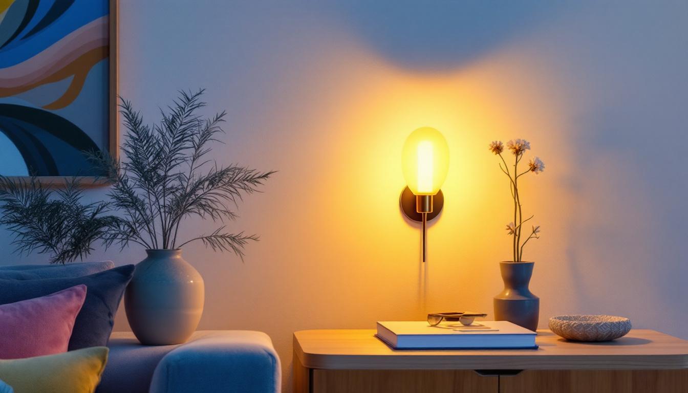 A photograph of a beautifully designed wall sconce illuminating a stylish interior space