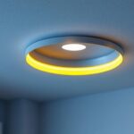 A photograph of a well-designed recessed emergency light installation in an indoor setting