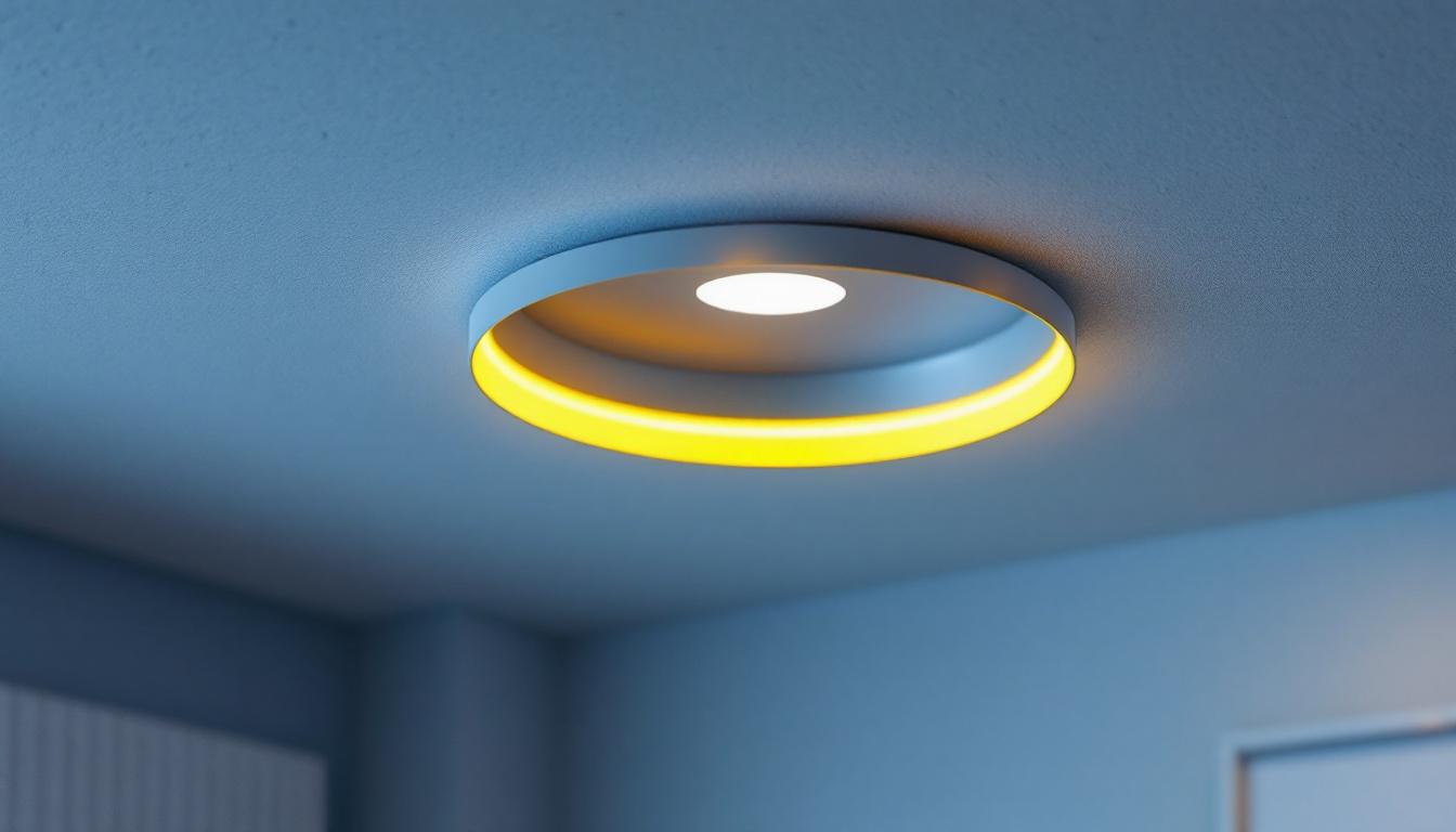 A photograph of a well-designed recessed emergency light installation in an indoor setting