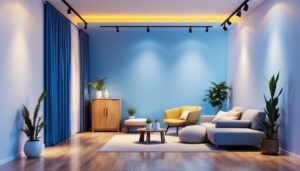 A photograph of a beautifully designed interior space showcasing various track lighting led installations
