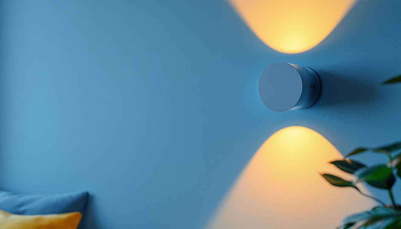 A photograph of a stylish wall lamp fixture elegantly illuminating a modern interior space