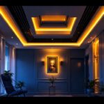 A photograph of a beautifully designed interior space featuring recessed lighting