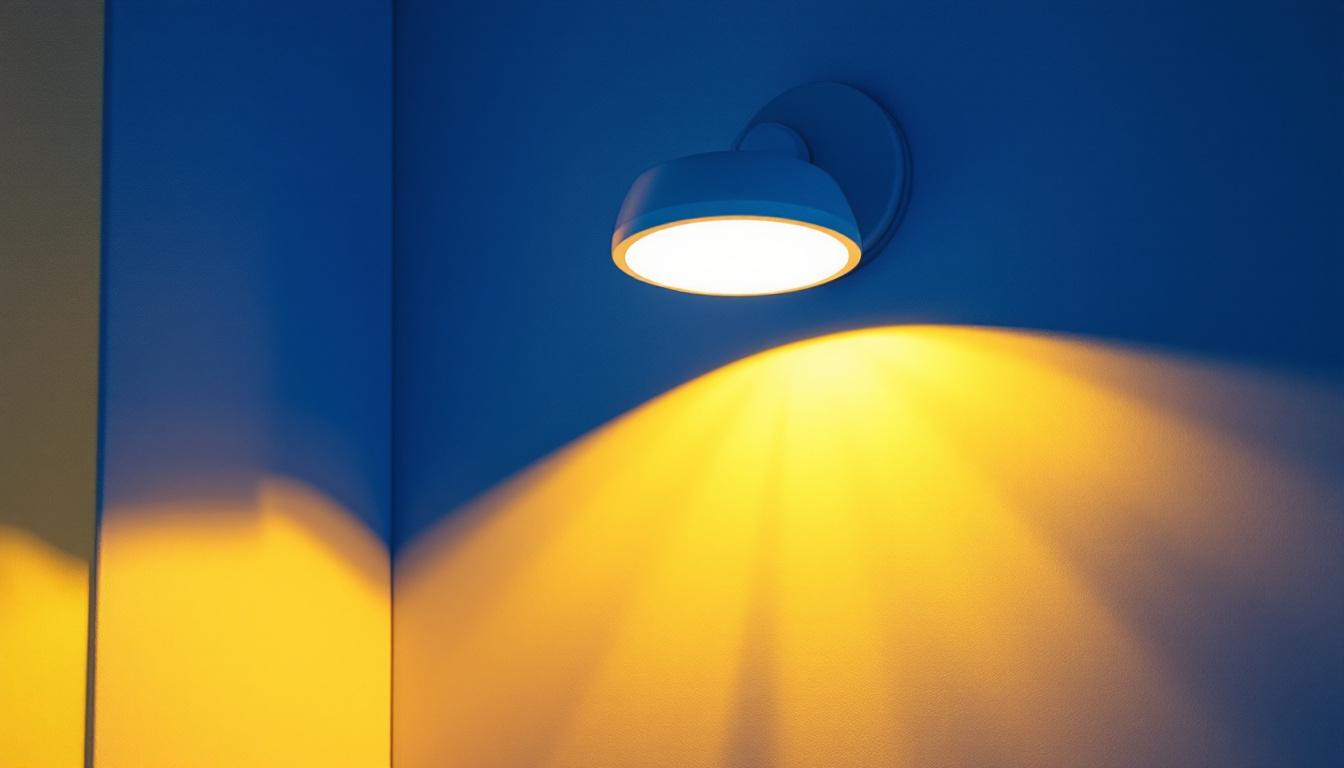 A photograph of a modern light fixture equipped with a motion sensor installed in a stylish
