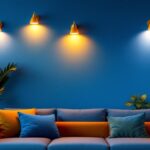 A photograph of a stylishly decorated interior space showcasing various wall lights in use