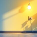 A photograph of a well-lit room featuring various types of electrical outlets and stylish light fixtures