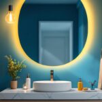 A photograph of a beautifully designed single vanity light fixture installed above a stylish bathroom sink