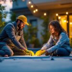 A photograph of a team of professionals collaborating on an outdoor project