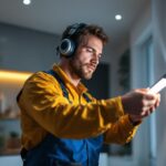 A photograph of a skilled lighting contractor installing or demonstrating type s led lighting in a modern residential or commercial space