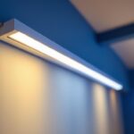 A photograph of a lighting contractor installing led strip lights along a sleek
