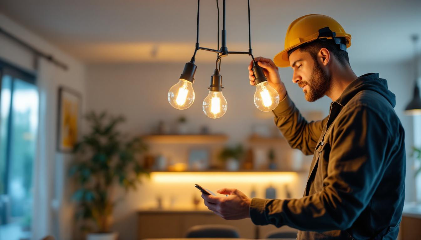 A photograph of capture a photograph of a stylish 3 lamp light fixture installed in a modern interior setting