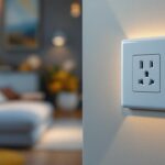 A photograph of a stylishly designed contemporary outlet cover in a well-lit