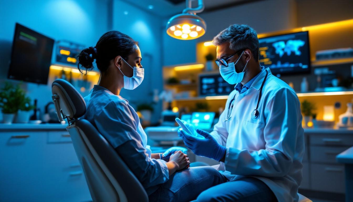 A photograph of a modern dental office featuring innovative lighting solutions