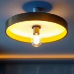 A photograph of a well-lit ceiling lighting fixture in a stylish interior setting