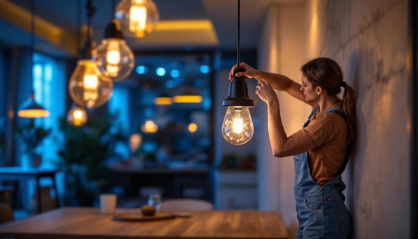 A photograph of a stylish indoor space featuring modern gas light fixtures