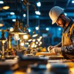 A photograph of a modern lighting contractor at work