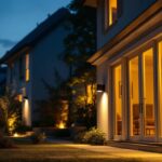 A photograph of a beautifully illuminated outdoor space at dusk
