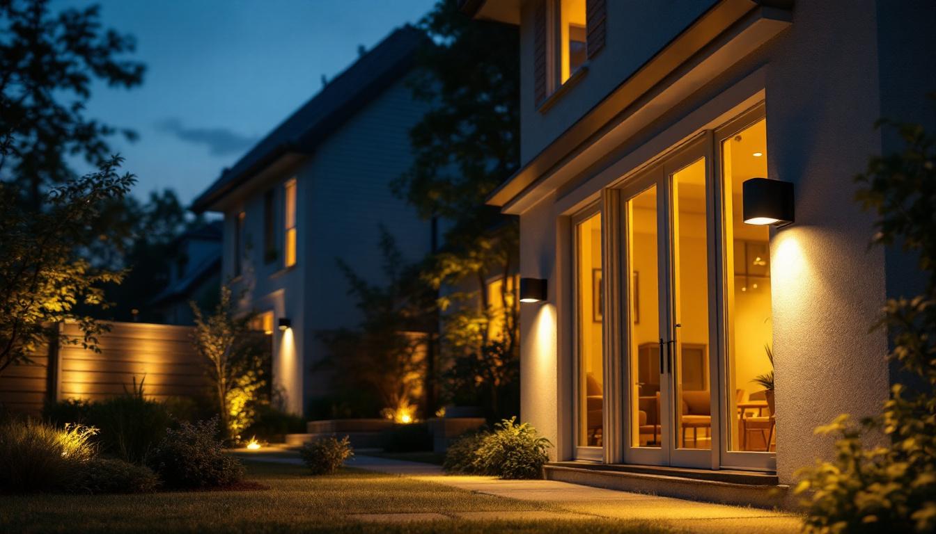 A photograph of a beautifully illuminated outdoor space at dusk