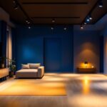 A photograph of a modern interior space featuring stylish led track lighting installations
