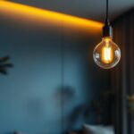 A photograph of a stylish single light pendant hanging gracefully in a well-designed interior space