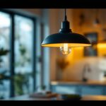 A photograph of a stylish hanger lamp in a well-lit interior setting