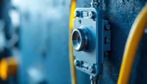 A photograph of a close-up of a single pole switch being installed by a lighting contractor