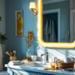 A photograph of a well-lit bathroom or vanity space showcasing stylish yet affordable vanity lights