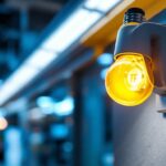 A photograph of a t5 bulb socket installed in a well-lit commercial setting