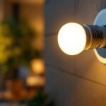 A photograph of a type t led bulb installed in a well-lit environment