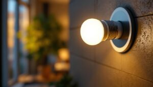 A photograph of a type t led bulb installed in a well-lit environment