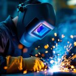 A photograph of a welder in action