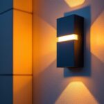 A photograph of a beautifully designed outdoor led wall light installed on a modern home exterior