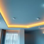 A photograph of a well-lit room showcasing various sizes of recessed can lights installed in the ceiling